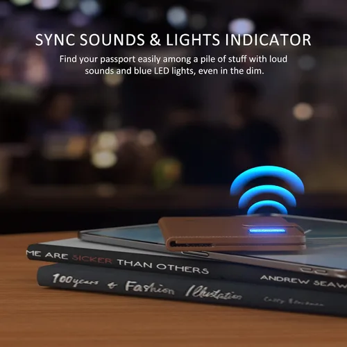 Vista 13 de Coredy Soporte para pasaporte con rastreador Bluetooth, funciona con Apple Find My (solo iOS), cubierta de pasaporte localizada, indicador de sonido
