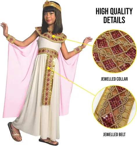 Vista 3 de Morph Kids Cleopatra Costume Girls, Cleopatra Costume Girls, Egyptian Costume for Girls, Cleopatra Girls Costume