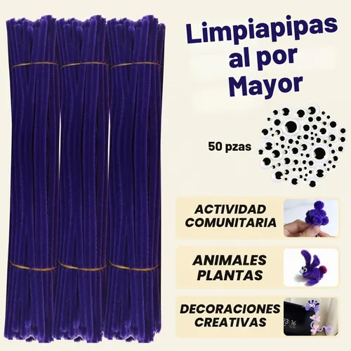 Vista 2 de URSDIART - Limpiapipas morados, 350 tallos de chenilla y ojos saltones Púrpura con ojos