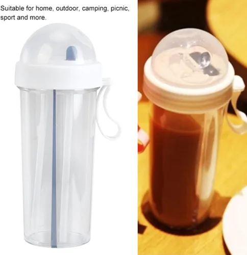 Vista 3 de YOUTHINK Botella de agua con pajilla, 20.3 fl oz, transparente, reutilizable, doble uso, botella de agua con pajita para el hogar, al aire libre