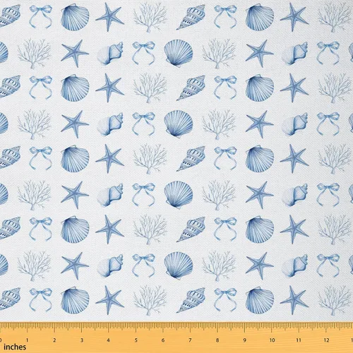 Vista 17 de Tela de lunares por yarda, tela de decoración de puntos redondos para suministros de costura, telas de estilo moderno y simple para tapicería y Azul