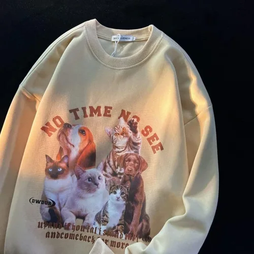 Vista 2 de Sudadera gráfica con cuello redondo para mujer, sudadera de gran tamaño para mujer, ropa Y2K