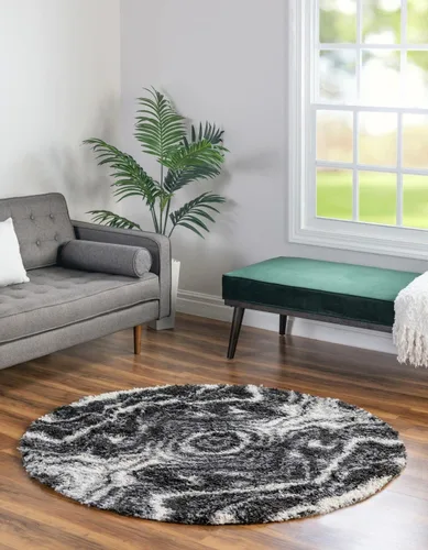 Vista 7 de Unique Loom Hygge Shag Collection - Alfombra rectangular de 2 pies 2 pulgadas x 3 pies 1 pulgada, color negro y blanco/gris