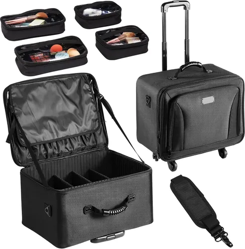 Vista 12 de VEVOR Makeup Train Case Professional Makeup Storage Organizer Box Make Up Carrier for Women and Girls