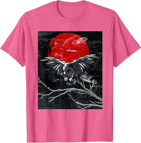 Vista 27 de Red Moon Raven - Camiseta japonesa de cuervo negro, Negro, S