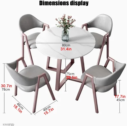 Vista 2 de YVYKFZD Office Reception Room Club Table, Round Conference Table, Simple Kitchen Dining Table Set with Metal Legs, Small Conference Room Table and