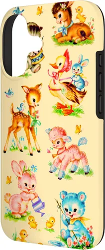 Vista 2 de Vintage Baby Animals Nursery 50's Retro Yellow Case for iPhone 17