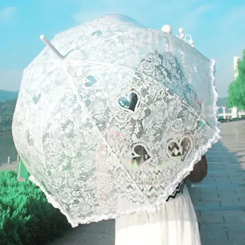 Vista 6 de Siepasa Paraguas transparente de burbujas para mujer paraguas de cúpula transparente con mango clásico de gancho para bodas de caballeros y damas