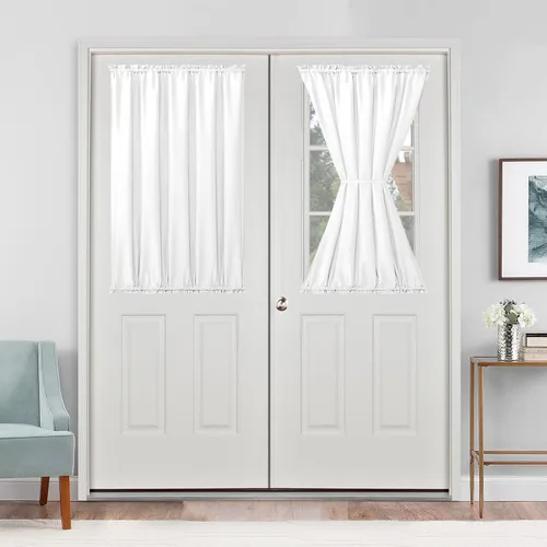 Vista 63 de Cortinas para puerta francesa, color aguamarina, 24 pulgadas de ancho x 40 pulgadas de largo, 1 panel Bolsillo para barra, semitransparente