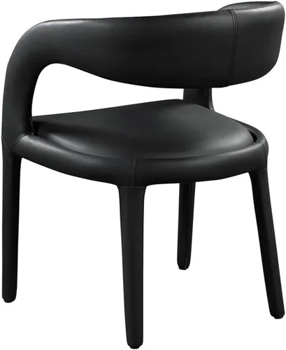 Vista 7 de Meridian Furniture 987Black-C Sylvester Collection Modern Silla de comedor tapizada de cuero vegano contemporáneo con respaldo redondeado, 23.5