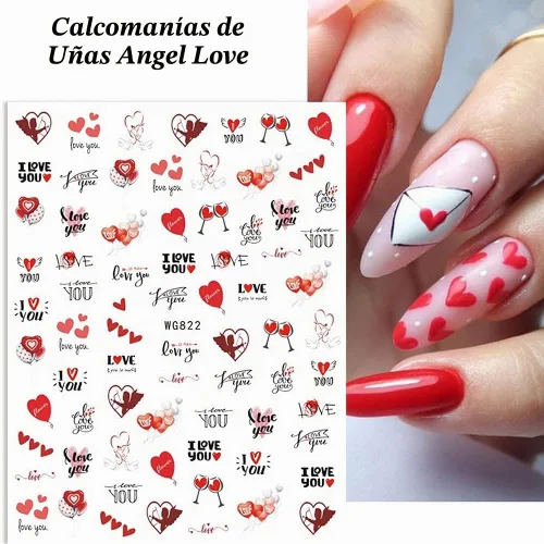 Vista 6 de SINSEN Calcomanías de uñas de corazón, 6 hojas de calcomanías de uñas de corazones para mujeres, calcomanías autoadhesivas 3D para arte de uñas
