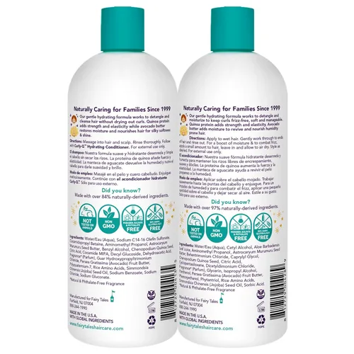 Vista 2 de Fairy Tales Curly-Q Champú hidratante y acondicionador para niños, sin parabenos, sulfatos, gluten y nueces, para todo tipo de rizos, incluido