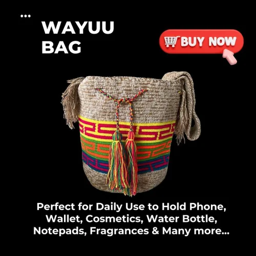 Vista 4 de Wayúu Colombian - Mochila para mujer Bolso bohemio hecho a mano Bolsa de playa de paja Hecho a mano por artesanos Wayúu