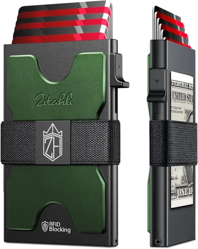Vista 10 de Zitahli Cartera novedosa para niños y hombres, tarjetero delgado con capacidad para 6 + 6 tarjetas, funda de tarjeta de metal, carteras minimalistas