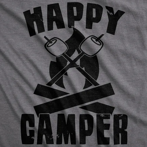 Vista 2 de Camisetas divertidas para acampar para hombre, Think Outside y Happy Camper Nature Tees para chicos
