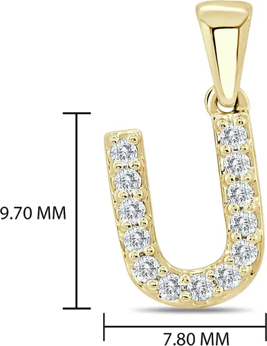Vista 30 de Collar colgante con letra inicial de diamantes en oro amarillo de 14k (1/10 quilates) 18 pulgadas