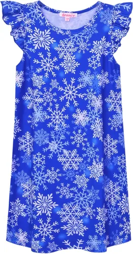 Vista 8 de QPANCY Camisones de princesa para niñas con estampado de algodón, ropa de dormir, pijamas, vestido para niños