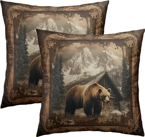 Vista 35 de Fundas de almohada marrón leopardo - 2 piezas Funda de almohada de guepardo 18x18 pulgadas Fundas de almohada de algodón con estampado de animales