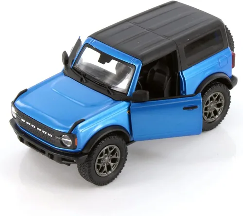 Vista 2 de Ford Bronco 2022 - Parte superior cerrada, azul - Kinsmart 5438DA/B - Modelo de automóvil fundido a presión a escala 1/34