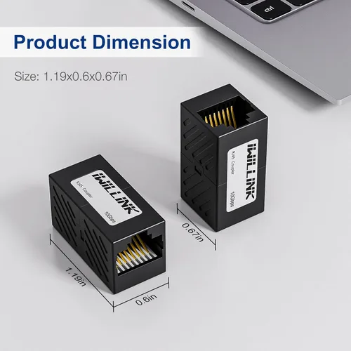 Vista 4 de iwillink Conector Ethernet RJ45, hembra a hembra, paquete de 5, color negro Adaptador extensor, para Cat7 Cat6 Cat5e Cat5 Cat5 Cable Ethernet