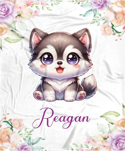Vista 59 de Manta de bebé personalizada para niñas y niños pequeños, recién nacidos, regalos personalizados de vaca floral con nombre y texto, 40 x 30 pulgadas