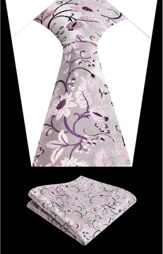 Vista 51 de Alizeal Mens 3.15inches Leaf Flower Pattern Tie with Floral Pocket Square Set