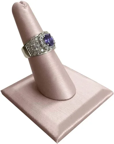 Vista 3 de Pendiente de joyería de cuero rosa con soporte en T grande ~ 6.75 pulgadas de alto