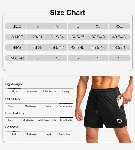 Vista 7 de G Gradual Pantalones cortos de correr para hombre con bolsillos con cremallera, secado rápido, gimnasio, atletismo, entrenamiento, pantalones cortos