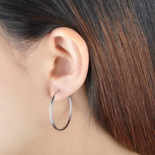 Vista 5 de Infinite U - Pendientes de aro para mujer, plata de ley 925 de 12 a 2.362in, pulido redondo con bisagras