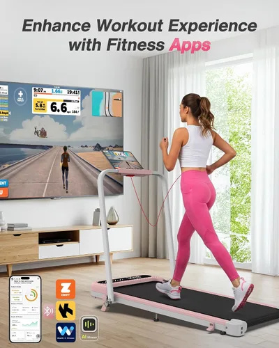 Vista 5 de WELLFIT Caminadora plegable con inclinación, capacidad de 320 libras, caminadora para caminar con barra de agarre, caminadoras portátiles