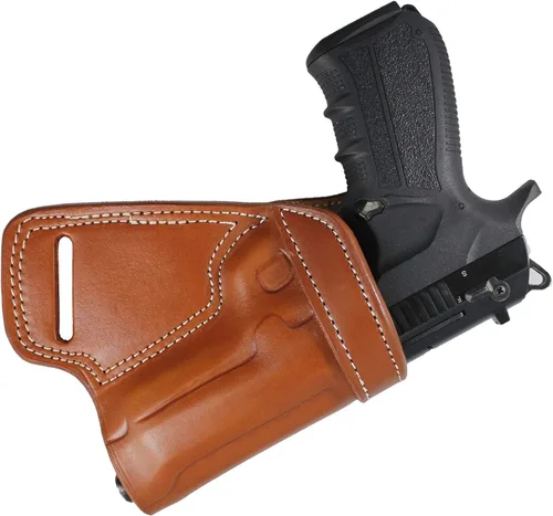 Vista 22 de YT HOBBY Funda de Pistola de Cuero Artesanal Premium SOB (Small of Back)