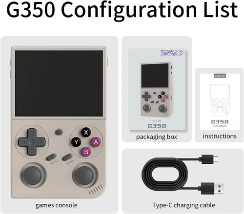 Vista 6 de G350 Retro Handheld Game Console G350 Retro Gaming Console 3.5'' IPS Screen Linux 64+32 System Built-in 64G TF Card 20+Emulators Pre-Installed 4371