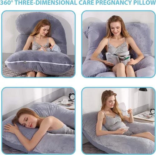 Vista 3 de BATTOP Almohada de embarazo para dormir, almohada de maternidad de cuerpo completo con funda extraíble lavable, soporte para espalda, caderas