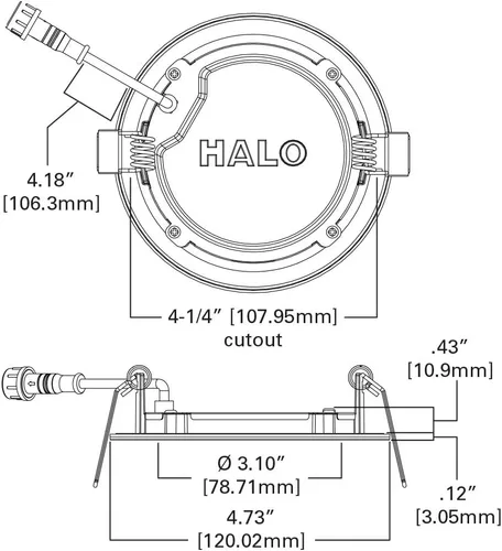 Vista 4 de HALO HLB - Luz empotrable LED de 4 pulgadas, sin lata fina con temperaturas de color seleccionables, atenuación de 0-10V, entrada de 120-277V