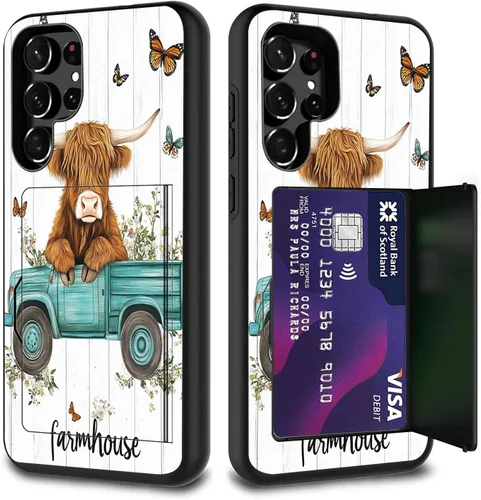 Vista 39 de Funda híbrida de doble capa con función atril para Samsung Galaxy A16 5G de 6.9 pulgadas, diseño de vaca con bandera estadounidense