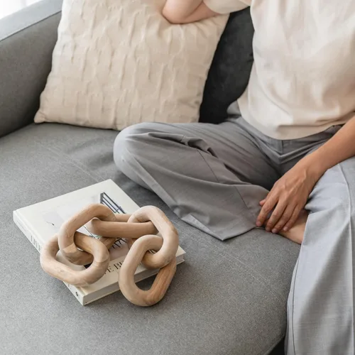 Vista 8 de PEAKOLY Artículos de decoración para estantes de libros, decoración de eslabones de cadena de madera de acacia, accesorios de mesa de café