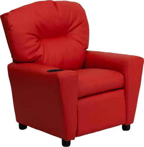 Vista 15 de Flash Furniture Chandler LeatherSoft - Silla reclinable para niños con portavasos y reclinable de seguridad, silla reclinable contemporánea
