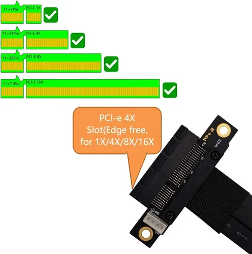 Vista 4 de HLT Cable de extensión M.2 NGFF NVMe Key M a PCIe 3.0 X4 (ranura PCI-E de 180°)