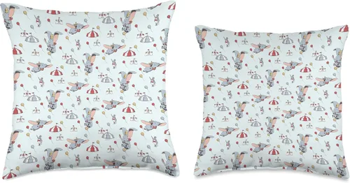 Vista 3 de Disney Almohada clásica de Dumbo Circus con estampado de elefante, 16 x 16 pulgadas, multicolor