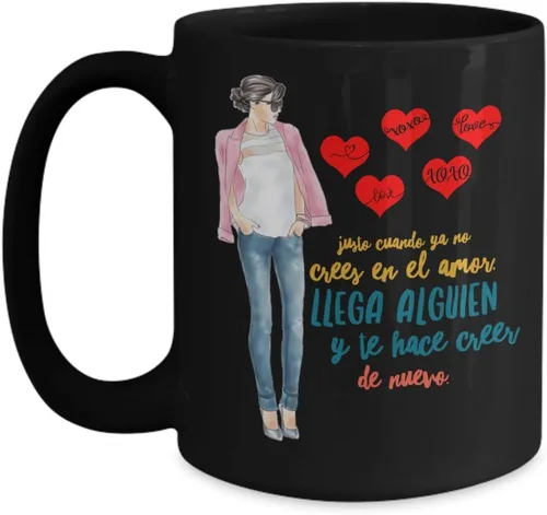 Vista 3 de Regalo para novia Taza de cafe para esposa Perfecto regalo para navidad, graduados, profesionales y estudiantes Vaso con afirmaciones Negro
