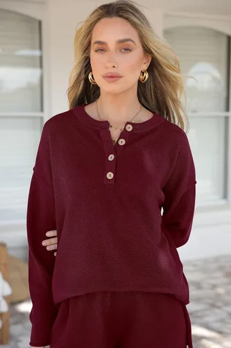 Vista 8 de PRETTYGARDEN Conjunto de 2 piezas de suéter de punto de otoño y pantalones de pierna ancha para mujer 2024