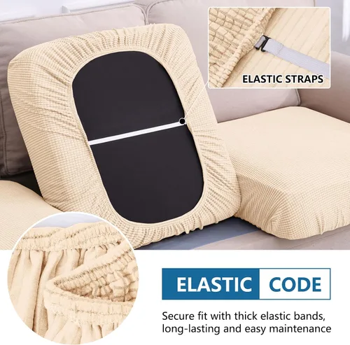 Vista 4 de Fundas impermeables para sofá seccional, fundas de cojín antideslizantes para sofá Ajuste seccional en forma de L, tela jacquard elástica, parte