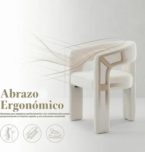 Vista 6 de Hyfirm Sillas de Comedor Modernas Tipo Barril Juego de 1, Cómoda Silla de Comedor de Acento Tapizada en Chenilla con Brazo para Cocina Sala de Estar
