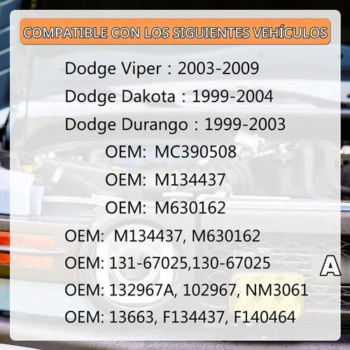 Vista 2 de Cilindro Maestro de Freno para Dodge Durango Dakota Viper Modelos 1999-2009 M134437 M630162 MC390508