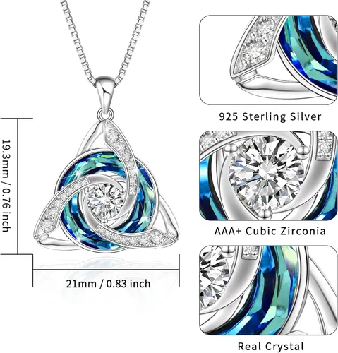 Vista 3 de HOTIE Celtic Jewelry for Women 925 Sterling Silver Celtic Knot Necklace Triquetra Snake Pendant Irish Jewelry for Women Birthday Anniversary