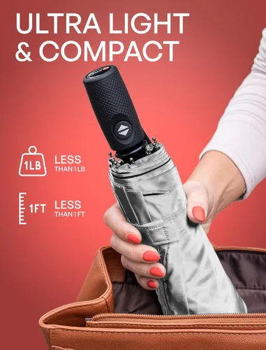 Vista 105 de REPEL Windproof Travel Umbrella - Compact & Withstands Winds up to 85MPH , Strongest Premium Auto Folding Umbrella for Rain and Sun - Durable, Light