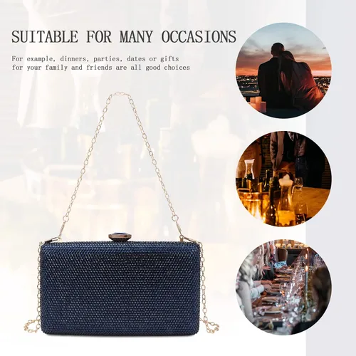 Vista 7 de KUANG! Bolsas de noche de cristal para mujer, bolsa de mano formal para fiesta, bolso de boda con diamantes de imitación, bolso de novia para fiesta