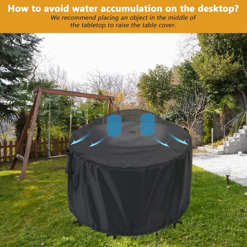 Vista 4 de Kingling Patio Furniture Covers Waterproof Round Patio Table Cover 24X28 Heavy Duty Outdoor Table Cover for Dining & Coffee Table Chair Set, Small
