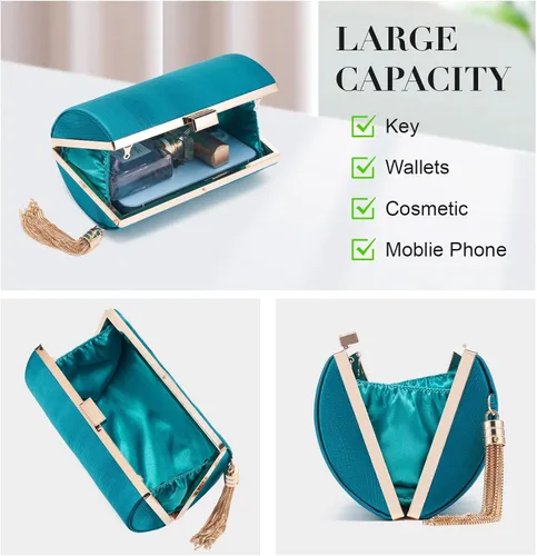 Vista 3 de Bolso de mano para mujer, bolso de noche con flecos, bolso de mano para mujer, bolso de mano de boda, bolso de mano con cadena, bolso cruzado