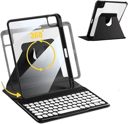 Vista 11 de Funda para iPad de 9ª/8ª/7ª generación con teclado de 10.2 pulgadas, cubierta inteligente giratoria con teclado Bluetooth magnético desmontable
